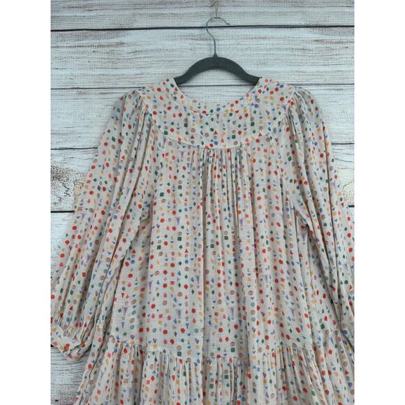 Maeve Anthropologie Geometric Print Button Down Blouse Womens Small Multicolor - Picture 4 of 12